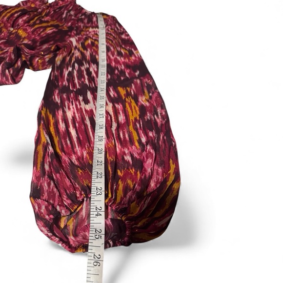 House of Harlow 1960 Mini Dress - Burgundy Chiffon - Ruffle High Neck - Size 6 - Picture 12 of 15